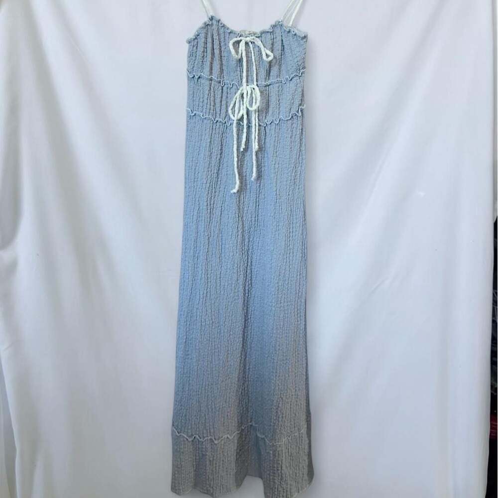 See You Monday Blue Ruffle Maxi Dress Size M